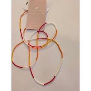 TO THE MARKET Beaded Wrap Necklace Bracelet Red Orange Yellow White NWT